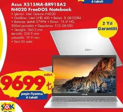 ASUS X515MA-BR918A2 N4020 FREEDOS NOTEBOOK ASUS X515MA-BR918A2 N4020 FREEDOS NOTEBOOK